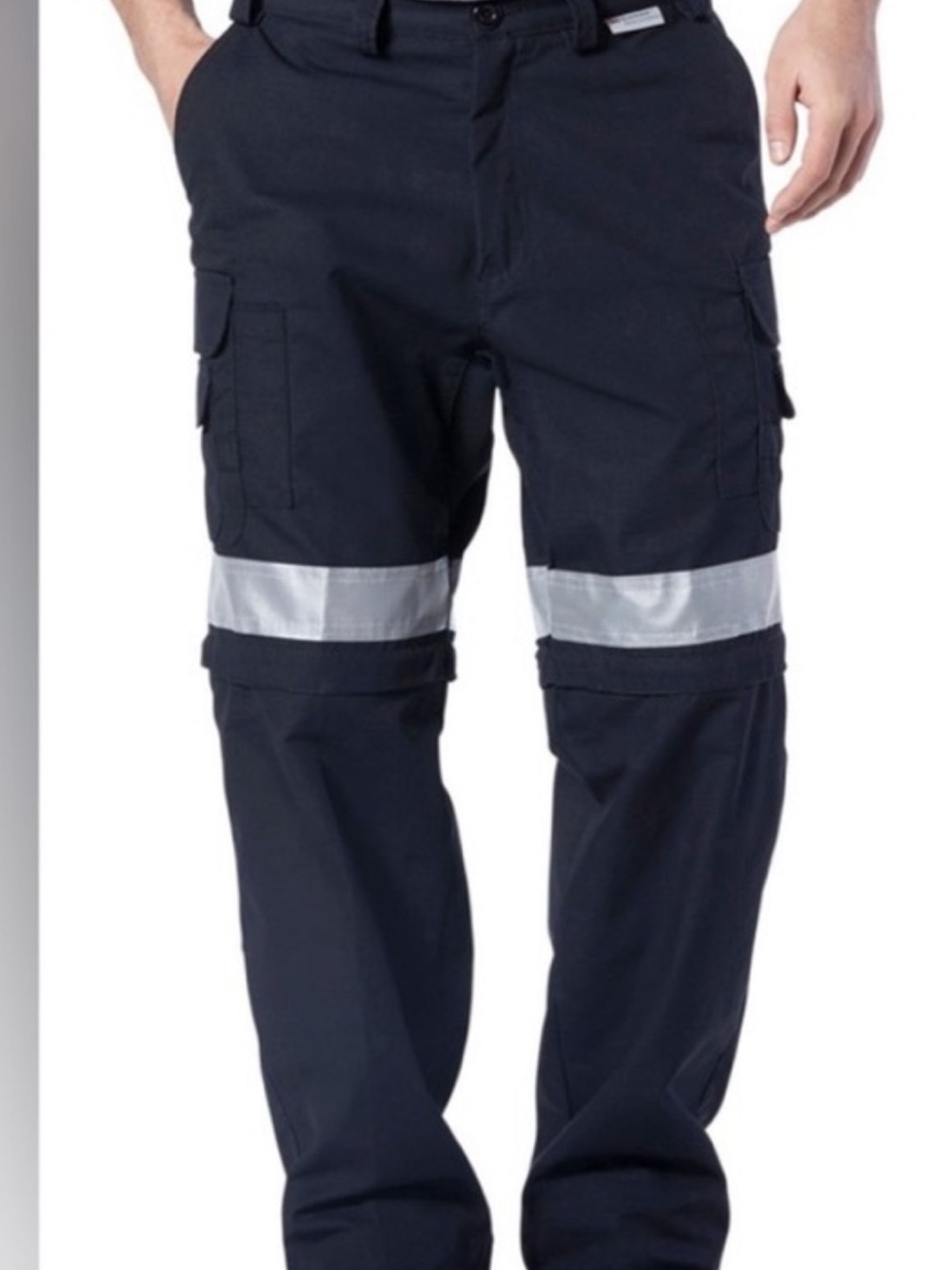 Men's Navy Work Cargo Pants with Reflective Bands cool works waist 34x32